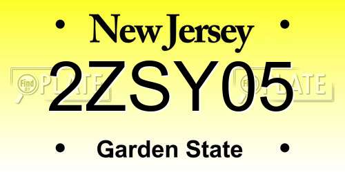 2ZSY05 New Jersey License Plate