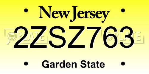 2ZSZ763 New Jersey License Plate