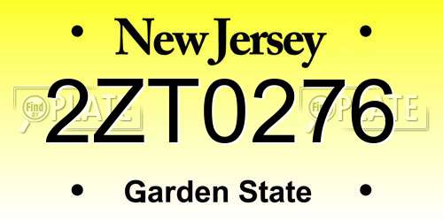 2ZT0276 New Jersey License Plate