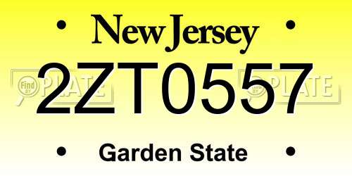 2ZT0557 New Jersey License Plate