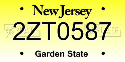 2ZT0587 New Jersey License Plate