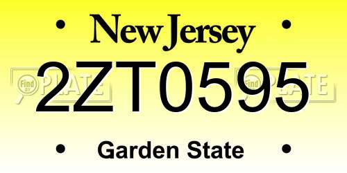 2ZT0595 New Jersey License Plate