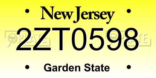 2ZT0598 New Jersey License Plate