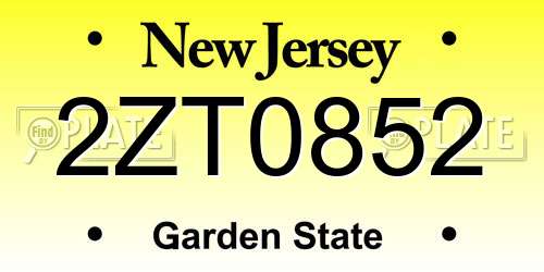 2ZT0852 New Jersey License Plate