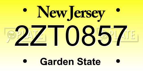 2ZT0857 New Jersey License Plate