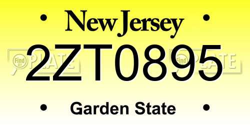 2ZT0895 New Jersey License Plate