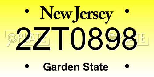 2ZT0898 New Jersey License Plate