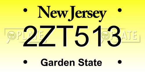 2ZT513 New Jersey License Plate