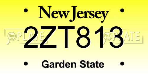 2ZT813 New Jersey License Plate