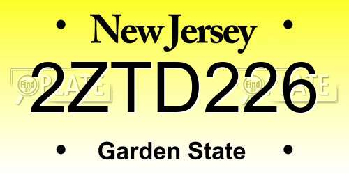 2ZTD226 New Jersey License Plate
