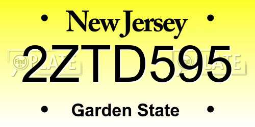 2ZTD595 New Jersey License Plate