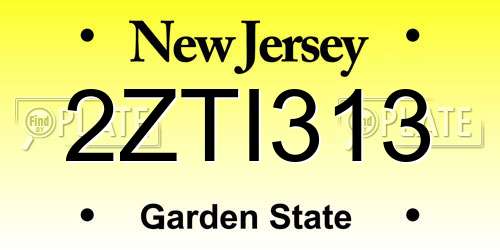 2ZTI313 New Jersey License Plate
