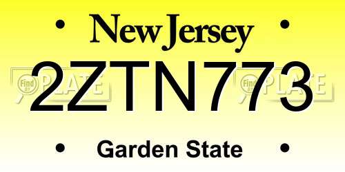 2ZTN773 New Jersey License Plate