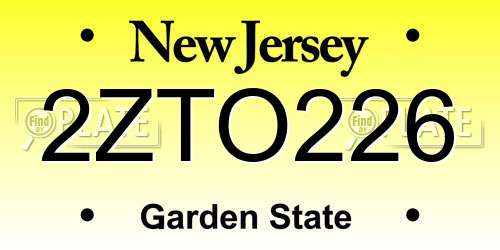 2ZTO226 New Jersey License Plate