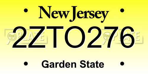 2ZTO276 New Jersey License Plate