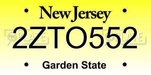2ZTO552 New Jersey License Plate