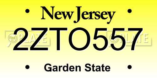 2ZTO557 New Jersey License Plate