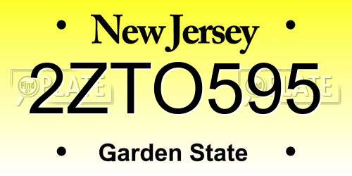 2ZTO595 New Jersey License Plate