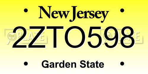 2ZTO598 New Jersey License Plate