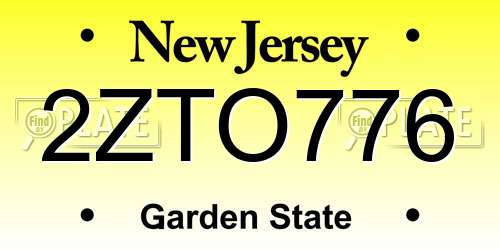 2ZTO776 New Jersey License Plate