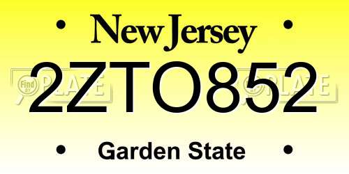 2ZTO852 New Jersey License Plate