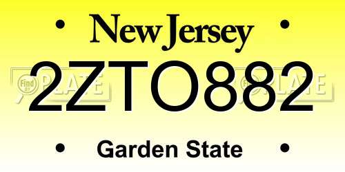 2ZTO882 New Jersey License Plate