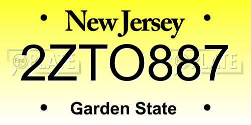 2ZTO887 New Jersey License Plate