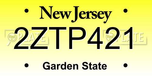 2ZTP421 New Jersey License Plate