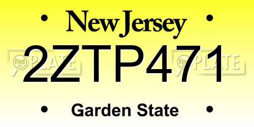 2ZTP471 New Jersey License Plate