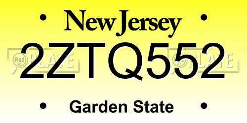 2ZTQ552 New Jersey License Plate