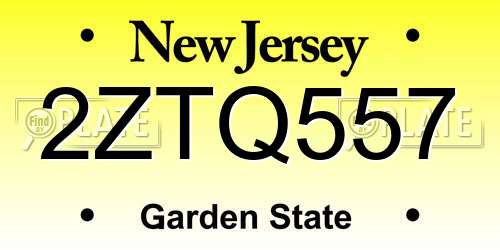 2ZTQ557 New Jersey License Plate
