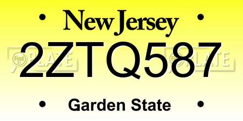 2ZTQ587 New Jersey License Plate