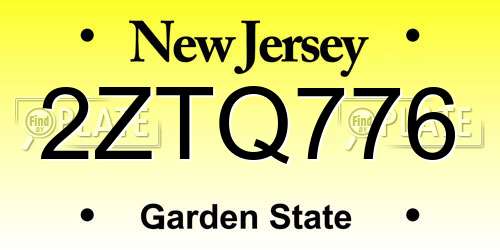 2ZTQ776 New Jersey License Plate