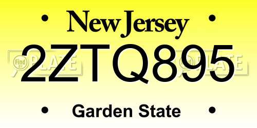 2ZTQ895 New Jersey License Plate