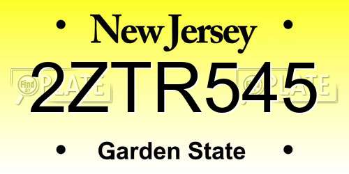 2ZTR545 New Jersey License Plate