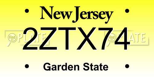 2ZTX74 New Jersey License Plate