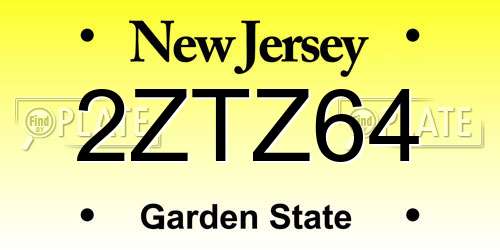 2ZTZ64 New Jersey License Plate