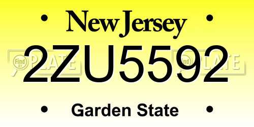 2ZU5592 New Jersey License Plate