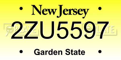 2ZU5597 New Jersey License Plate