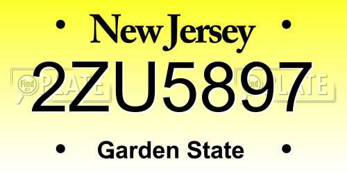 2ZU5897 New Jersey License Plate