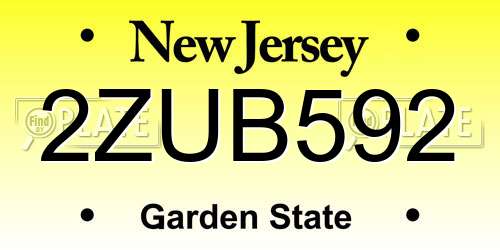 2ZUB592 New Jersey License Plate