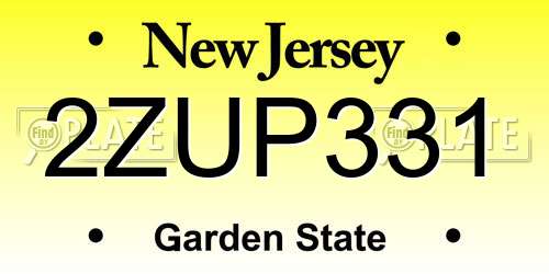 2ZUP331 New Jersey License Plate