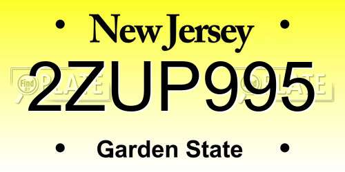 2ZUP995 New Jersey License Plate