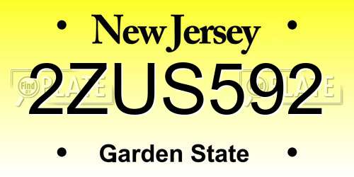 2ZUS592 New Jersey License Plate
