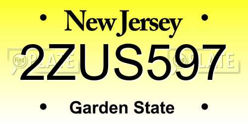 2ZUS597 New Jersey License Plate