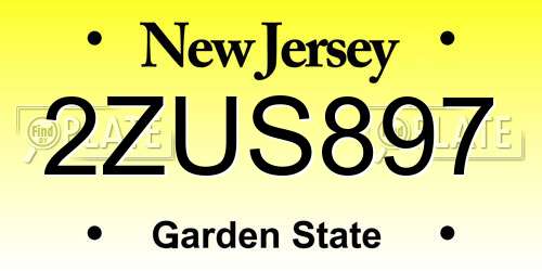 2ZUS897 New Jersey License Plate