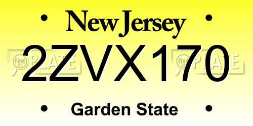 2ZVX170 New Jersey License Plate