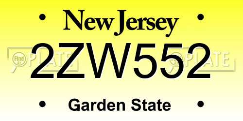 2ZW552 New Jersey License Plate