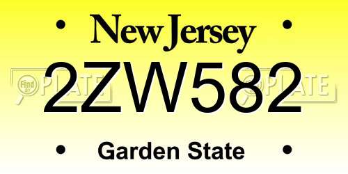 2ZW582 New Jersey License Plate