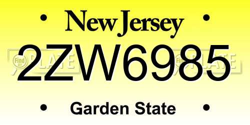 2ZW6985 New Jersey License Plate